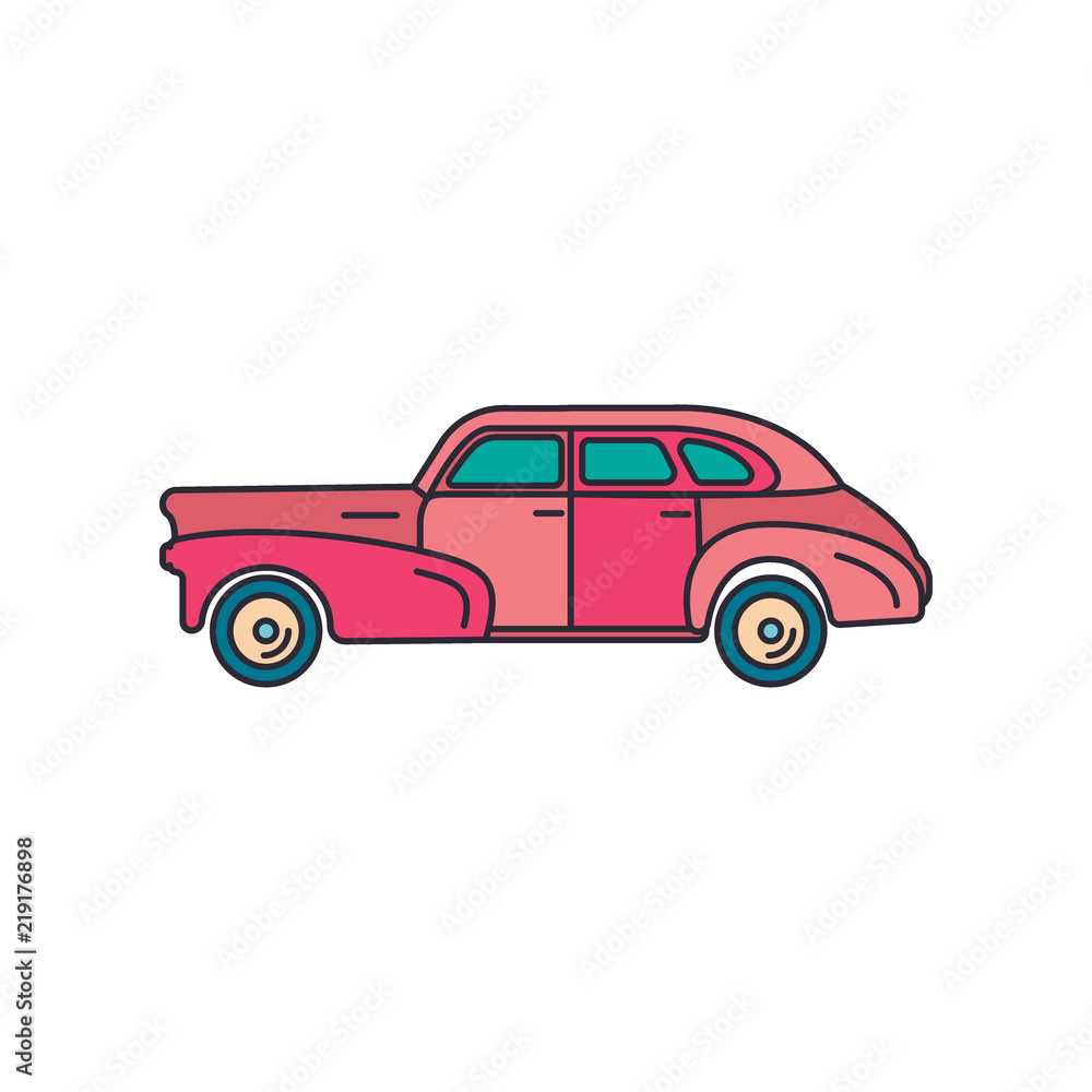 Old car icon, cartoon style