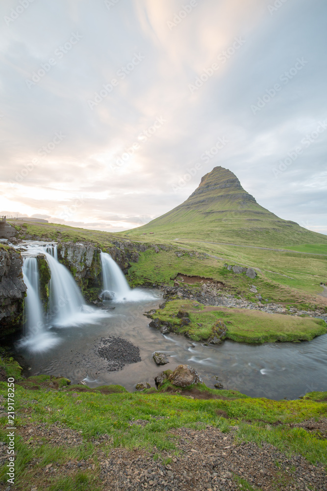 waterfall in iceland in the mountain waterfall in iceland in the mountain