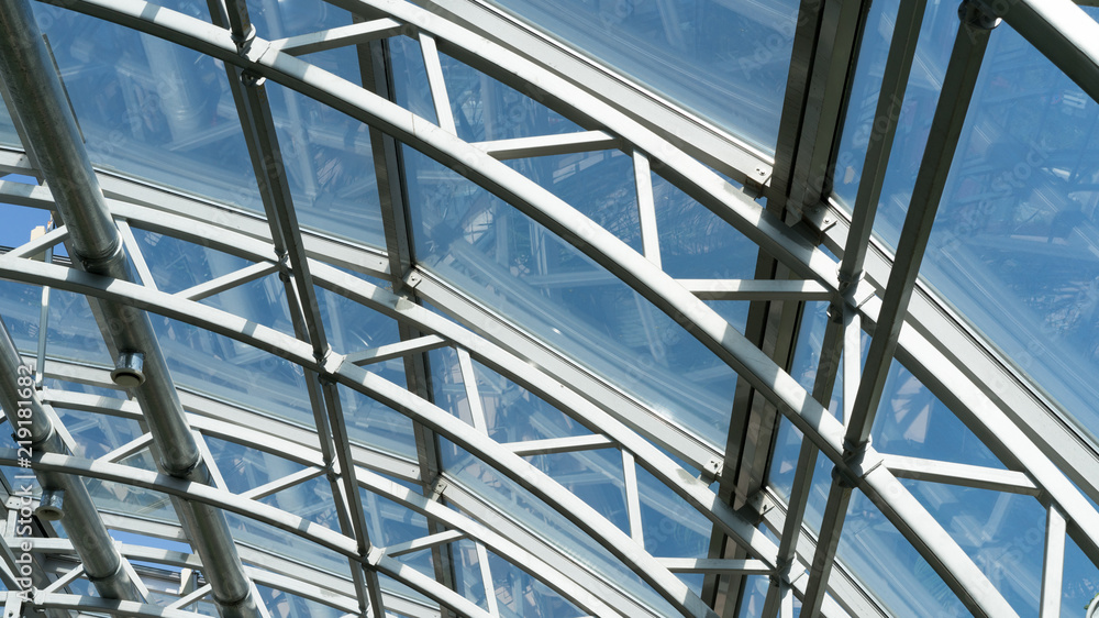 Structures of skylight glass roof window and blue sky Structures of skylight glass roof window and blue sky
