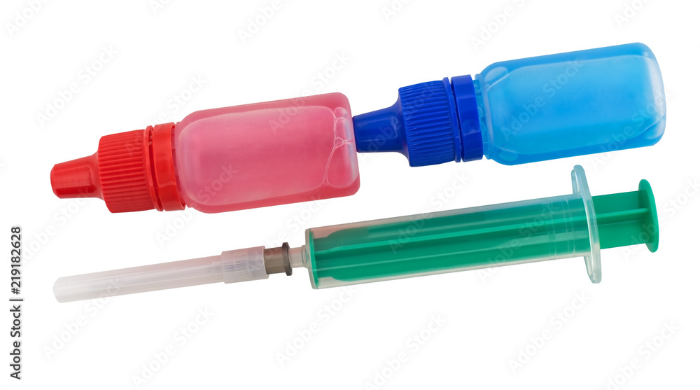 Medical syringe and vials isolated on white Medical syringe and vials isolated on white