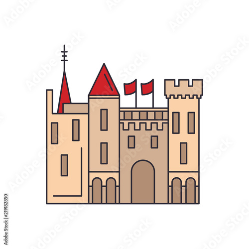 Castle icon, cartoon style