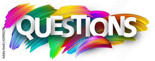 Questions sign with colorful brush strokes.