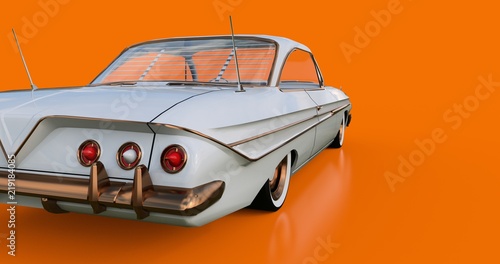 Old American car in excellent condition. 3d rendering.