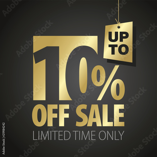 10 percent off sale discount limited time gold black background