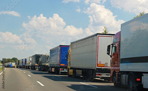 row of trucks on a German highway