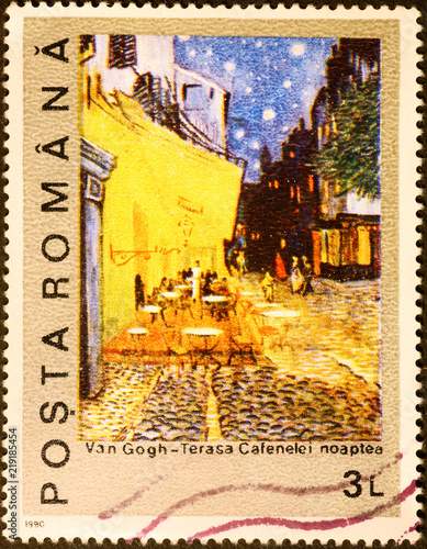 Painting by Vincent Van Gogh on postage stamp