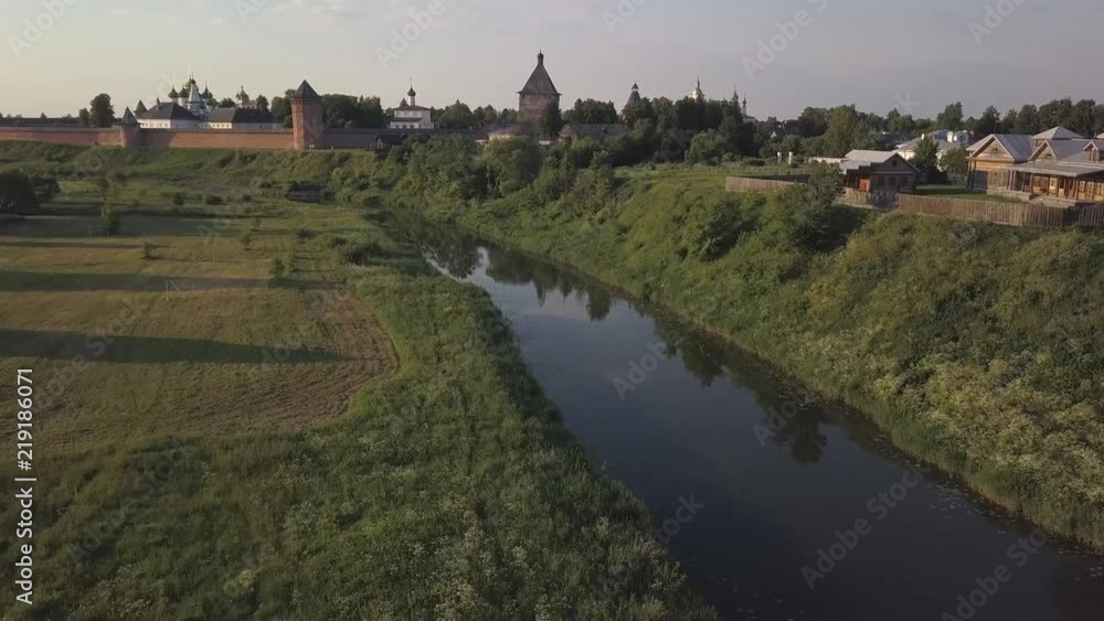 Aerial view on Saviour Monastery of Saint Euthymius and Kamenka river in Suzdal, Vladimir oblast, Russia Aerial view on Saviour Monastery of Saint Euthymius and Kamenka river in Suzdal, Vladimir oblast, Russia