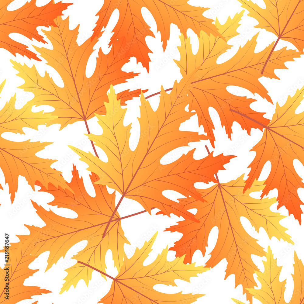 Obraz premium Maple autumn leaf seamless pattern. Fall background