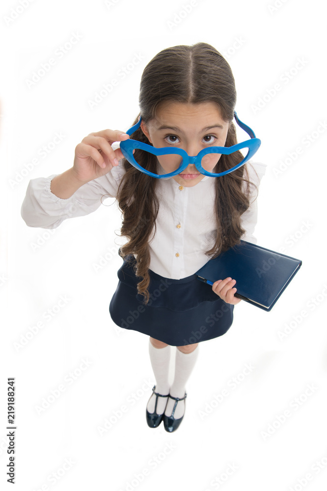 Are you kidding me. Schoolgirl heart shaped glasses isolated white