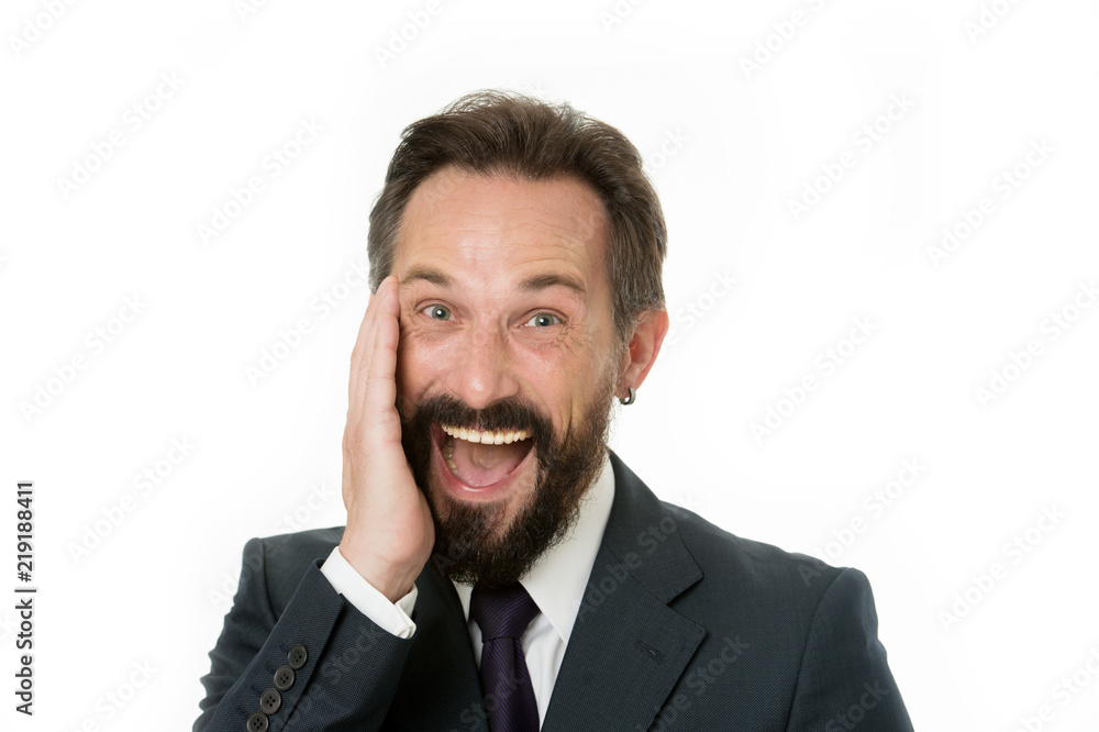 No way. Can not believe amazing news. Businessman classic formal suit just heard amazing news. Charismatic person achieves success easier. Businessman cheerful face found out something unbelievable No way. Can not believe amazing news. Businessman classic formal suit just heard amazing news. Charismatic person achieves success easier. Businessman cheerful face found out something unbelievable