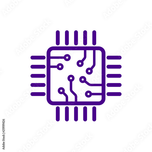 Processor line vector icon for websites and mobile minimalistic design. Mini CPU. Mobile CPU Vector. Phone CPU Illustration. Basic CPU Icon. Editable Stoke.