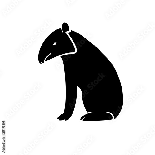 Tapir icon vector, isolated, stylized monochrome on a white background.