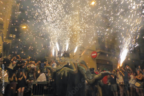 Barcelona. Fiestas con correfocs del barrio de Gracia  photo