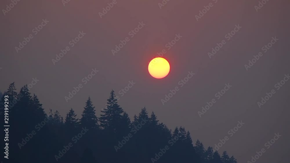 Time lapse 2018 BC Canada Smokey wildfire sunset on Cowichan Lake Vancouver Island Time lapse 2018 BC Canada Smokey wildfire sunset on Cowichan Lake Vancouver Island