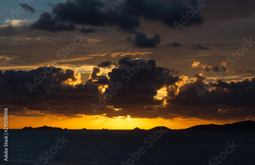 Coucher de soleil, îles sanguinaires, Corse