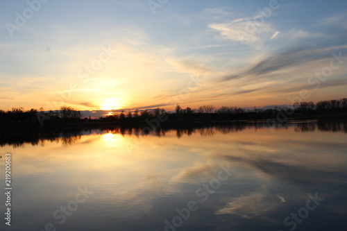  niebo,woda zachód słońca, chmura,krajobraz,pomarańcz  © Rafał
