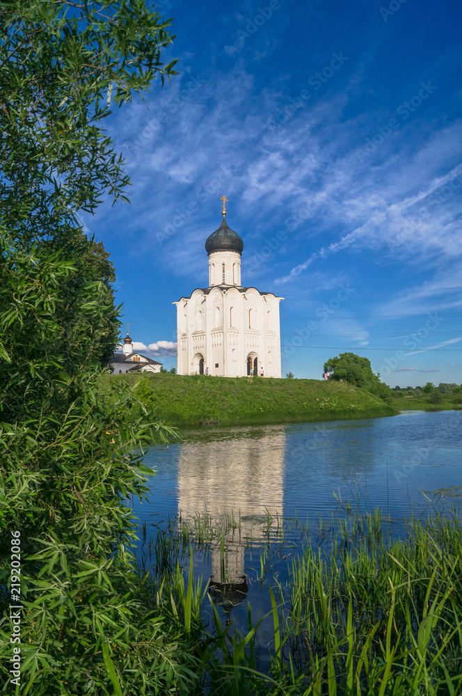 UNESCO World Heritage site. Architectural monument of the 12 century. Church of the Intercession of the Holy Virgin on the Nerl River. Vladimir region, Russia.