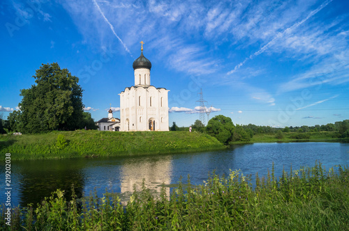 UNESCO World Heritage site. Architectural monument of the 12 century. Church of the Intercession of the Holy Virgin on the Nerl River. Vladimir region, Russia. photo