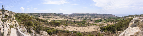 Panorama overlooking the countryside of Gozo, Malta.