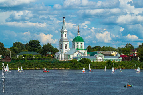 Monastery of St.Catherine, built in the 18th century in the picturesque nook in the city of Tver, far from the downtown on the confluence of rivers Tvertsa and Volga. Russia.