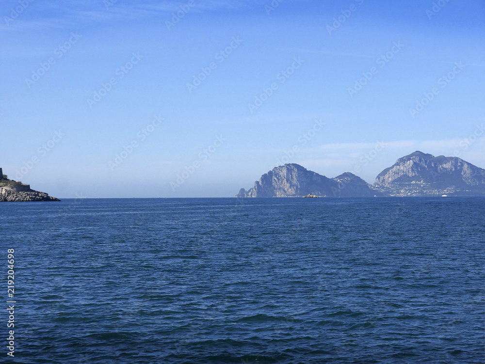 The isle of Capri in the Bay of Naples off the Sorrentine Peninsular in Italy