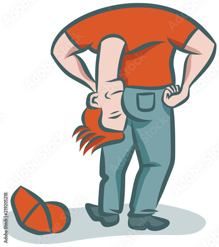 Man with his head stuck up his behind