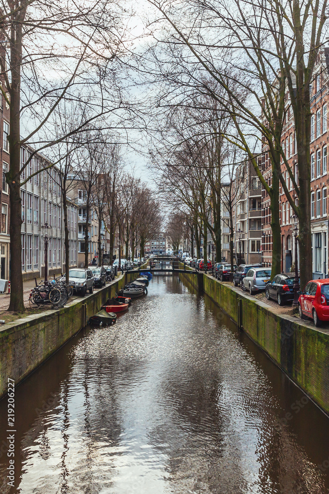 Canal and Houses in Downtown Amsterdam, the Netherlands