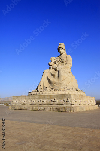 luan river mother sculpture  on the luanhe river levee, Luan county, hebei province, China.