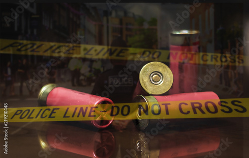 Canvas Print Police crime scene after a shooting