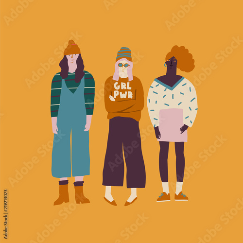 Young women friends illustration.
