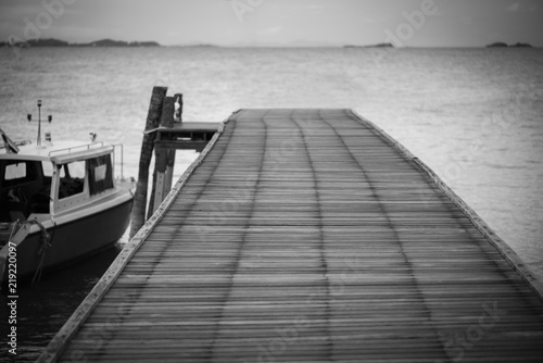 The wooden bridge in the sea