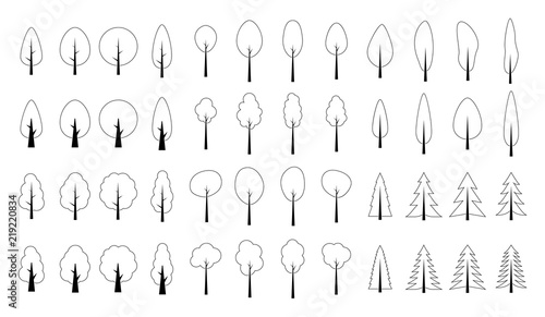 Seamless outline pattern Christmas tree 