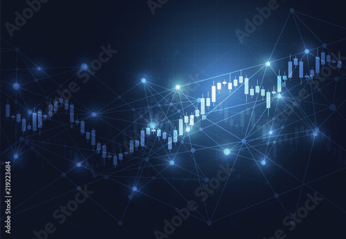 Business candle stick graph chart of stock market investment trading on dark background design. Bullish point, Trend of graph. Vector illustration