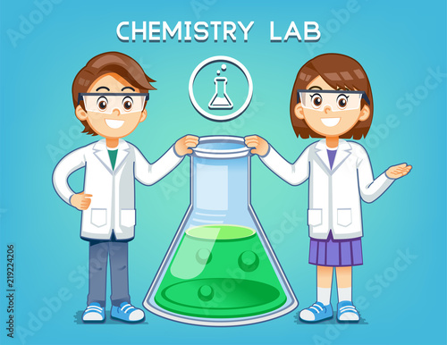 Science experiment chemical junior kids class. Chemistry for students.