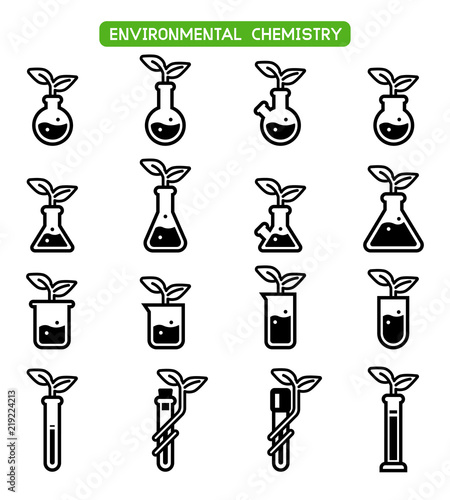 Environmental chemistry are already certified safety for user product. Eco chemical symbol. Green care from science technology(icon concept).
