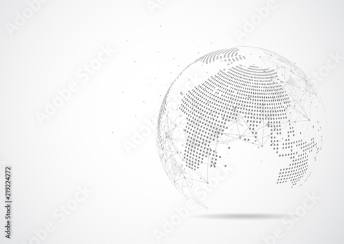 Global network connection. World map point and line composition concept of Connection technologies for business. Mixed media