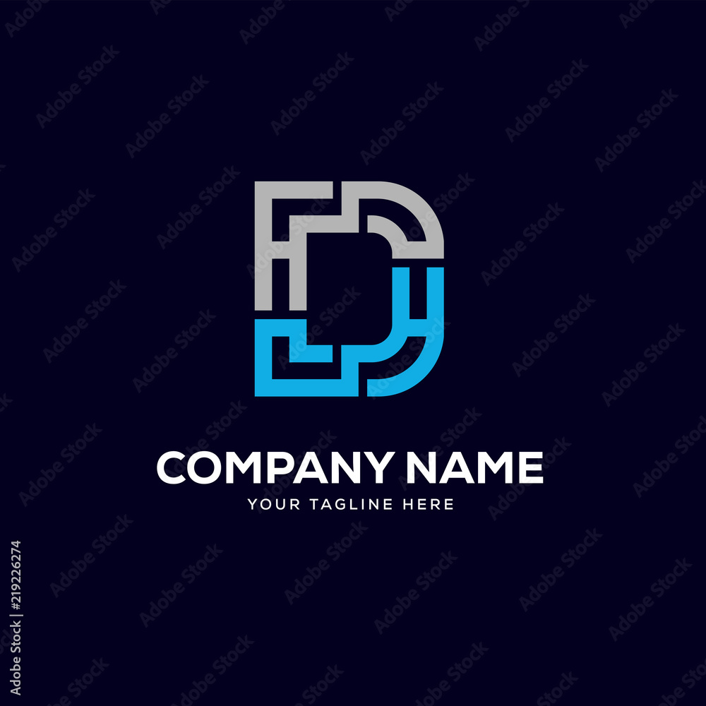Obraz premium D letter logo tech design vector, minimalist line creative sign vector icon.