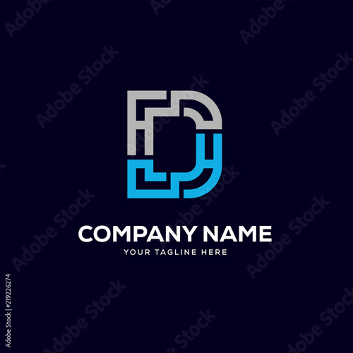 D letter logo tech design vector, minimalist line creative sign vector icon.