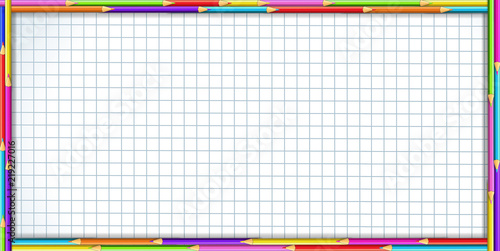 rectangle border frame made of multicolor wooden pencils