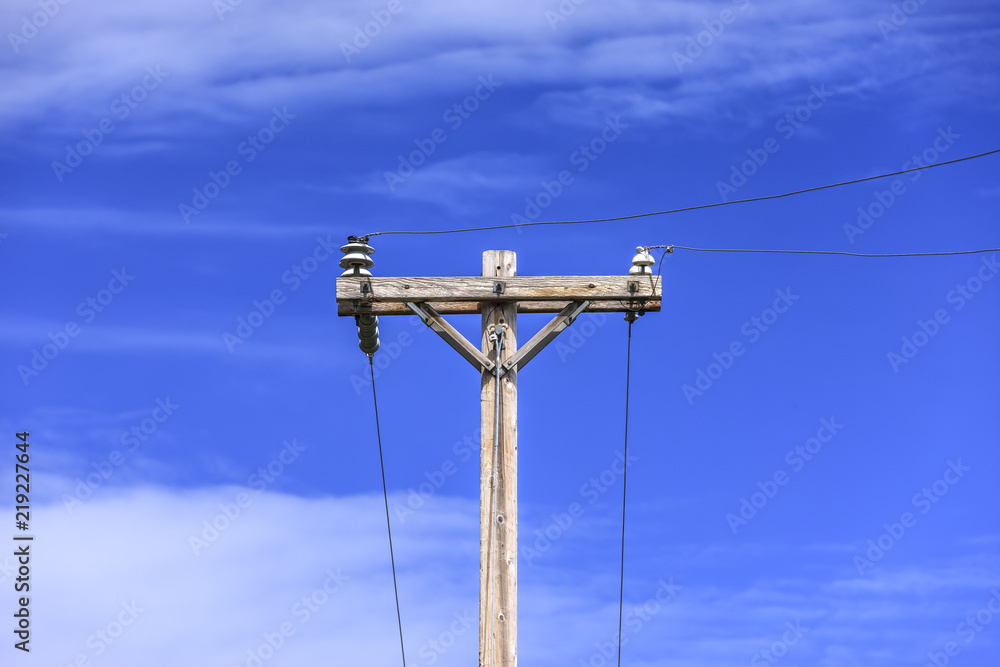 Telephone pole and wires.