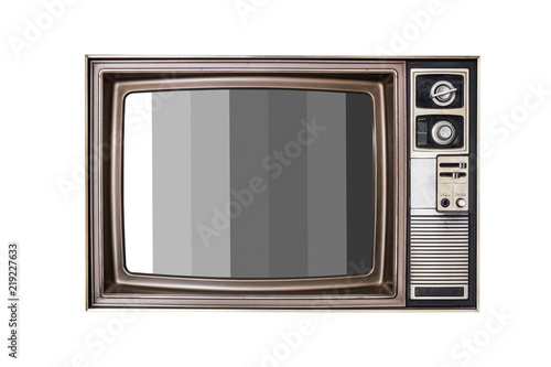  old television with black and white test screen