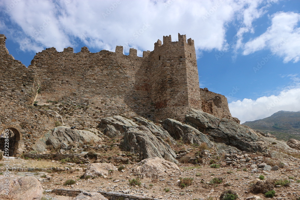 View to byzantine Castello Rosso, near Karystos, island of Evia, Greece