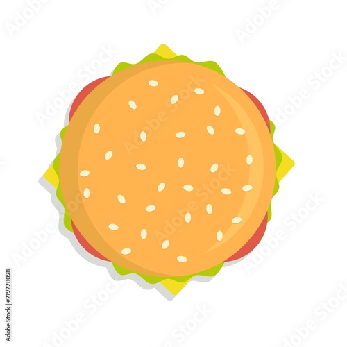 Burger icon top view . Stock flat vector illustration.