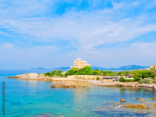 View of the sea and a part of the coast in Alghero. Sardinia, Italy.