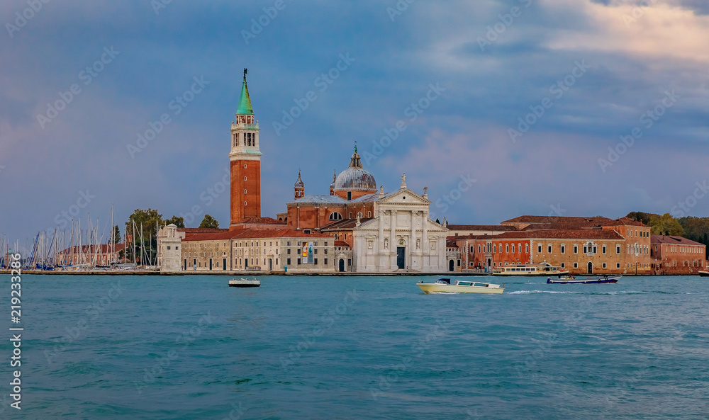 San Giorgio Maggiore church  in Venice Italy at sunrise