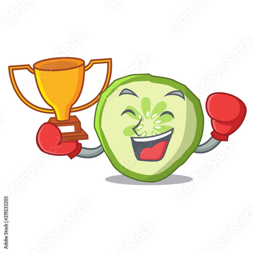 Boxing winner vegetable organic food slice cucumber mascot
