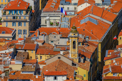 Terracotta rooftops of the Old Town, Vieille Ville in Nice on the French Riviera