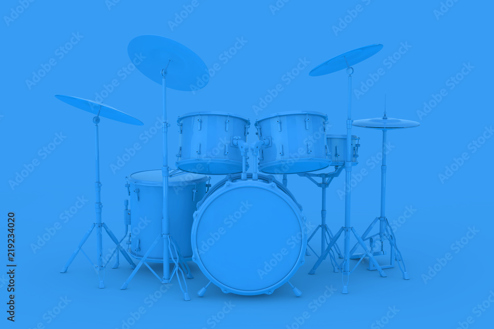 Abstract Blue Clay Style Professional Rock Black Drum Kit. 3d Rendering Abstract Blue Clay Style Professional Rock Black Drum Kit. 3d Rendering