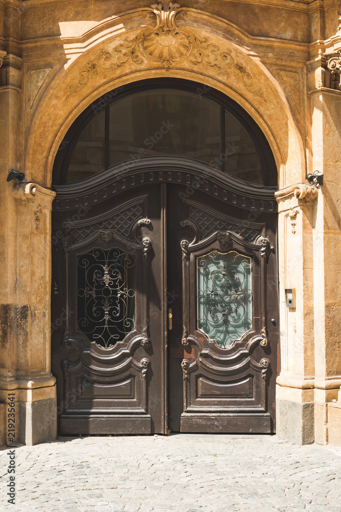 old wooden doors in Europe Vienna