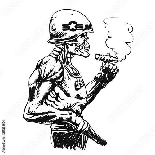 Military zombie - Skull military - zombie illustration 